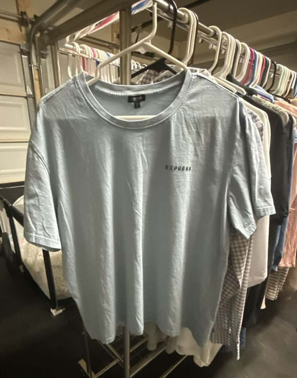 Express Soft Cotton T-Shirt Size XL Light Blue Logo